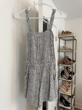 Express Black & White Polka Dot Romper